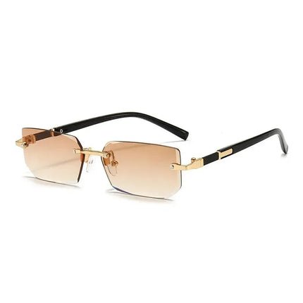 AURA Rimless Rectangle Tinted Shades by DIPU KUMAL lightweight rimless sunglasses with tinted, scratch-resistant lenses and flexible TR90 frame