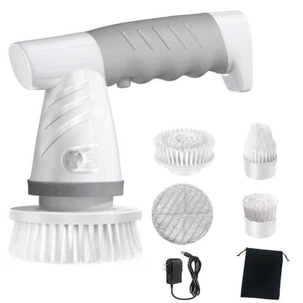 Portable wireless electric cleaning brush in gray and green for home use