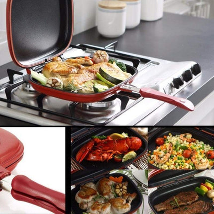 Korean Double-Sided Square non-stick grill pan for versatile cooking and even heating