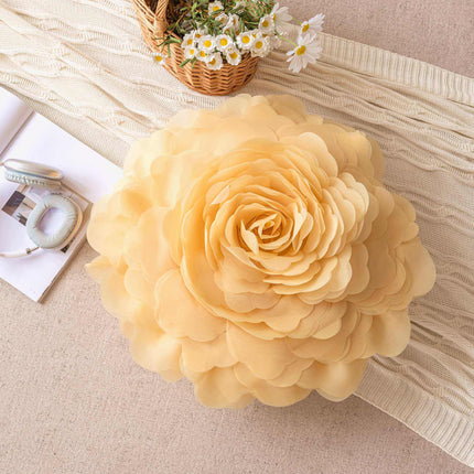 Princess-style 3D gauze flower pillow covers with sheer fabric and detailed floral embroidery in pink color