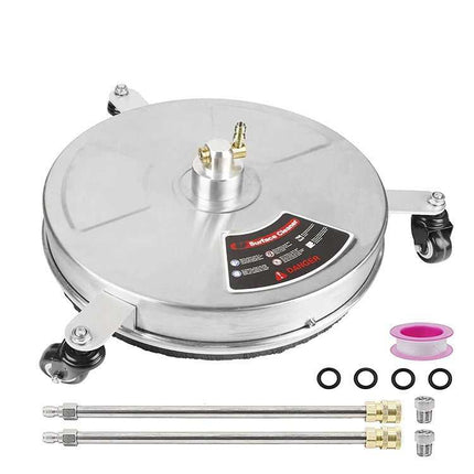 High Pressure Stainless Steel 3-wheel floor cleaner with extended pole and heavy-duty brass gun head for powerful 4000psi washing