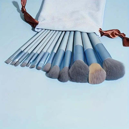 13pcs professional soft makeup brush set with colorful handles and carrying bag for flawless beauty application
