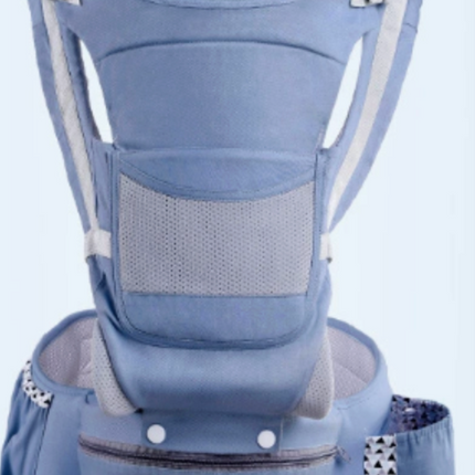 Stylish baby carrier with Bass Bear hip seat for front carry in multiple colors