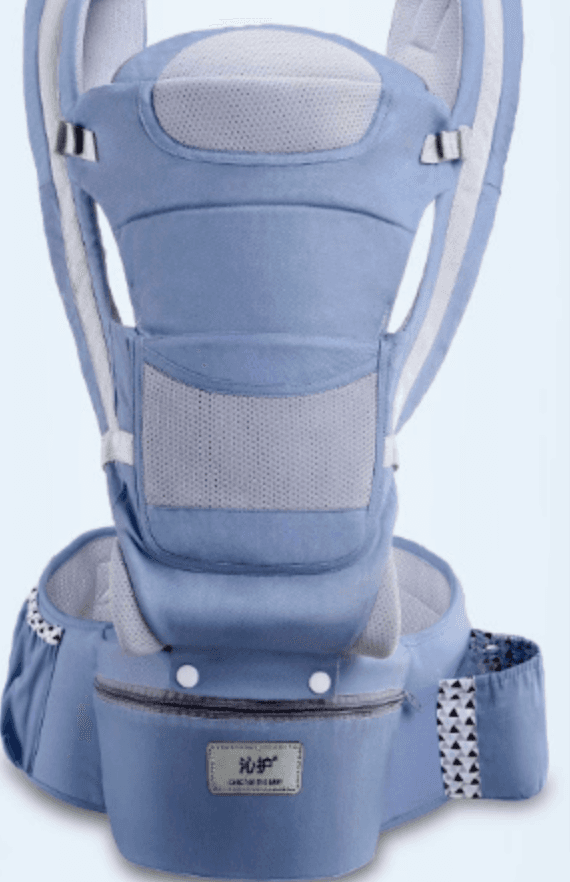Baby Carrier with Bass Bear Hip Seat for front carrying a baby comfortably and securely