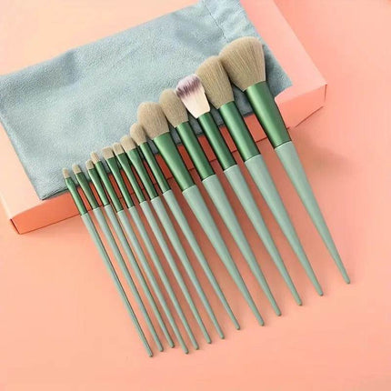 13pcs professional soft makeup brush set with colorful synthetic fibers and carrying bag for flawless application
