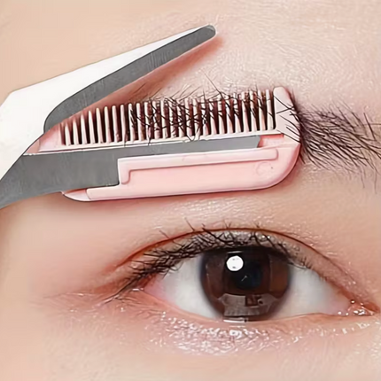 Eyebrow Trimmer with Built-In Comb – Stainless Steel Precision Grooming Scissors