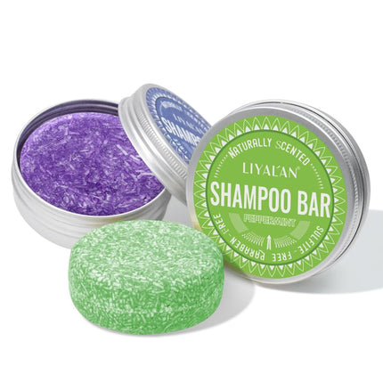 LIYALAN Shampoo Bar for Hair Solid Soap(2 Pack) Lavender and Peppermint Shampoo BarDeep Cleansing Hair Shampoo for Fine & Oily Hair