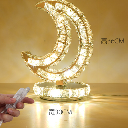 Modern stainless steel crystal table lamp with remote control and dimming features