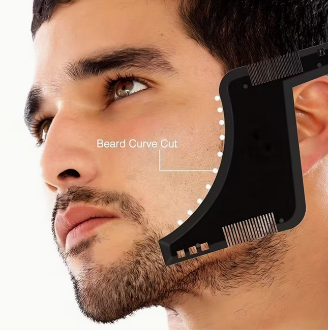 Men’s Beard Shaping & Styling Template Comb – Facial Hair Trim Guide & Style Brush | Precision Beard Grooming Tool