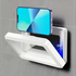 Transparent 360° rotating ABS shower phone holder by UK Dropships, suitable for plastic shower curtains and all-season use.