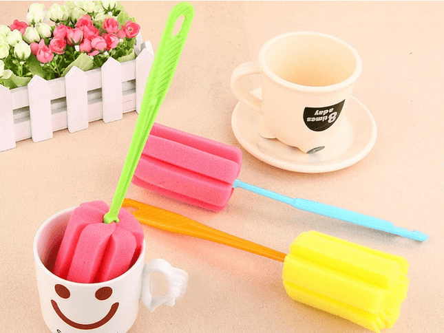 Eco-Friendly Sponge Cup Brush with Long Handle for Cleaning Cups and Mugs