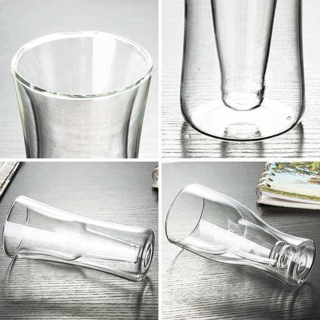 Creative double wall borosilicate cocktail glass set with three sizes and transparent design