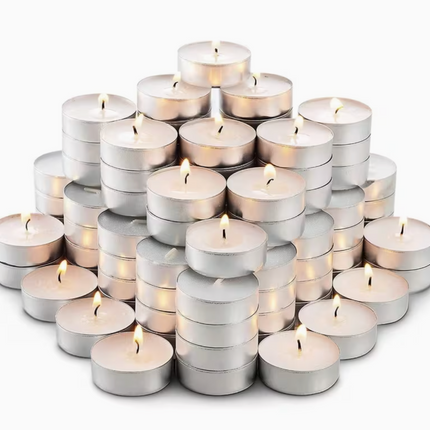 15 pcs Unscented Tea Lights Candles – 3.5 Hour Burn | White Multipack