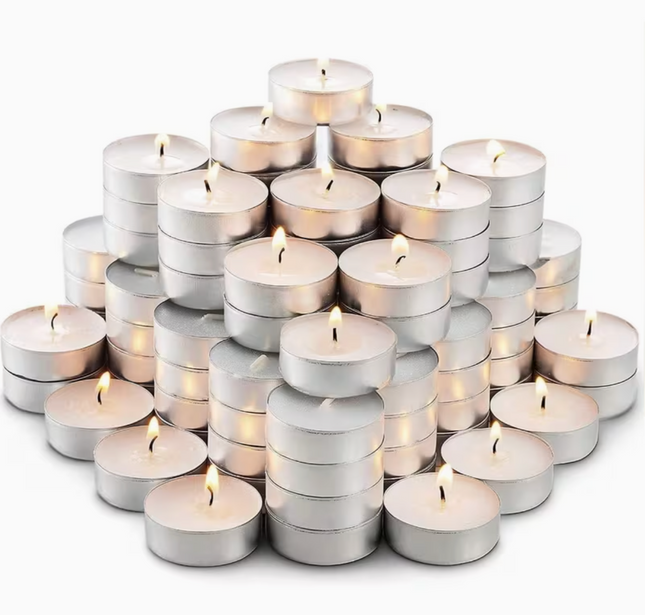 15 pcs Unscented Tea Lights Candles – 3.5 Hour Burn | White Multipack