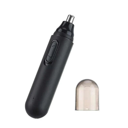 2-in-1 USB rechargeable nose and hair trimmer with stainless steel blades and washable ABS plastic body