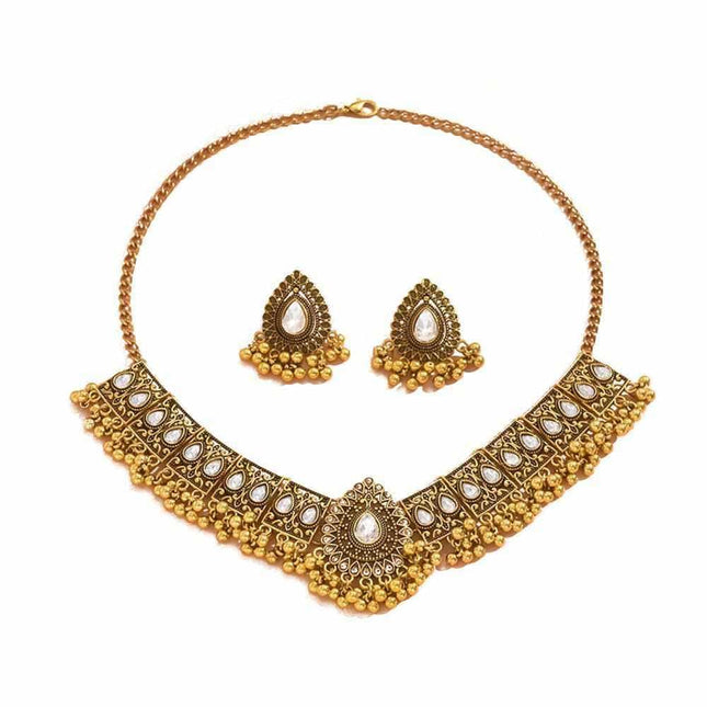 Indian Wedding Bridal antique oxidized bohemian jewelry set with statement necklace and tassel earrings