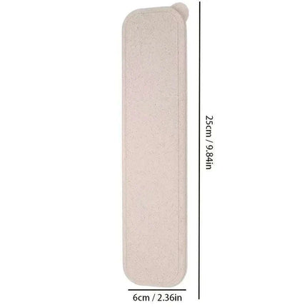 4-piece beige and blue washing tool set with bottle, crevice, straw, and wall brushes in plastic storage box