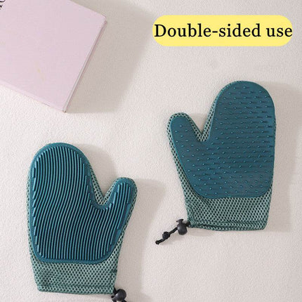 Set of colorful silicone massage gloves for pet grooming and hair removal