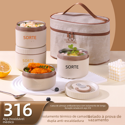 Assorted colorful stainless steel insulated lunch boxes with leak-proof design for students and professionals