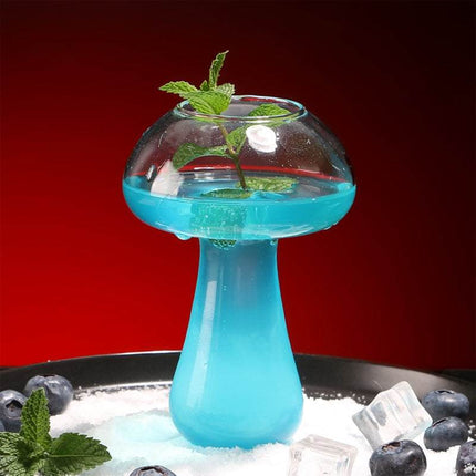 Cute mushroom-shaped cocktail glass with straw and 280ml capacity