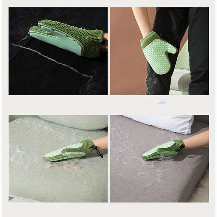 Set of colorful silicone massage gloves designed for pet grooming and hair removal