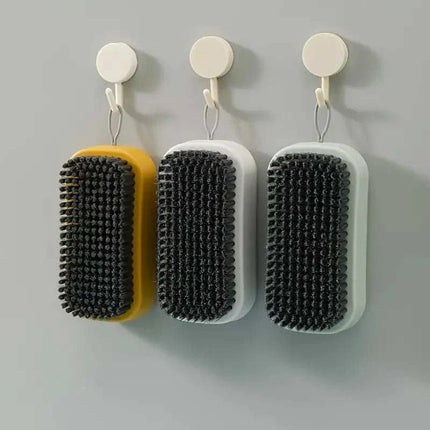 Multifunctional Cleaning Brush with soft and firm bristles, compact ABS and PET design in green color