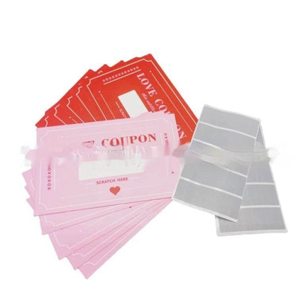 Love Scratch-off Anniversary Voucher with modern art style scratch cards in red for birthdays and anniversaries