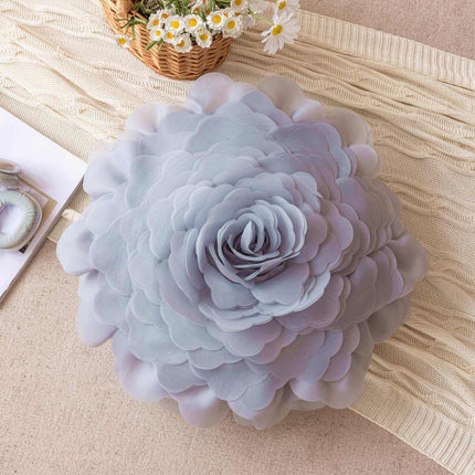 Princess-style 3D gauze flower pillow covers with sheer fabric and delicate floral embroidery in pastel colors for bedroom decor
