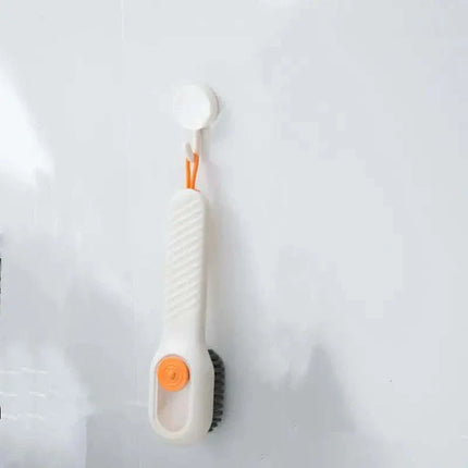 Multi-functional shoe washing brush with soft bristles and durable plastic handle in green and white colors