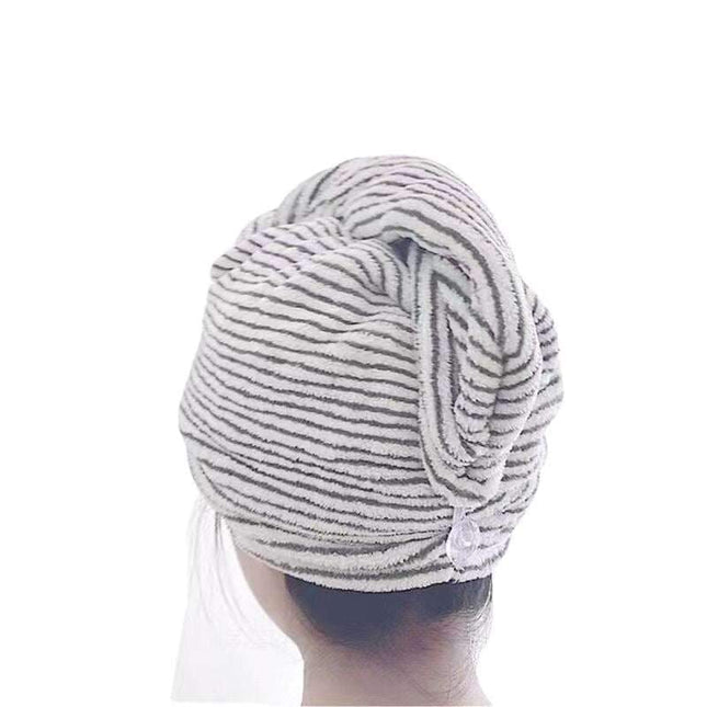 Gray Bamboo Charcoal Bathing Hat made of soft, absorbent coral velvet fabric for quick hair drying