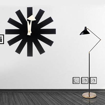 Nordic designer black quartz wall clock with minimalist style for home decor