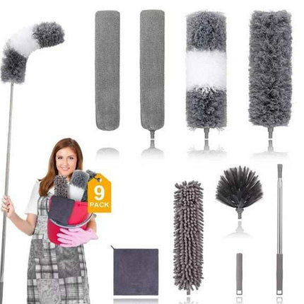 Extendable chicken feather duster with telescopic handle for dust cleaning and electrostatic dust removal