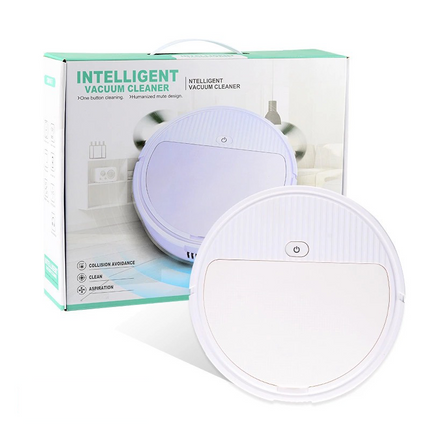 Smart Charging Robot Vacuum Cleaner in white and black colors with compact design and charging dock