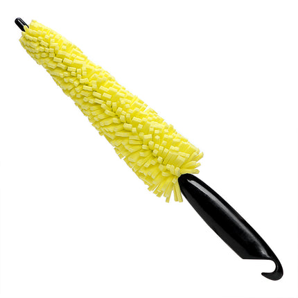 Yellow multi-functional sponge tire and wheel cleaning brush for car and household use