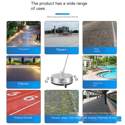 High Pressure Stainless Steel 3-wheel floor cleaner with extended pole and brass gun head