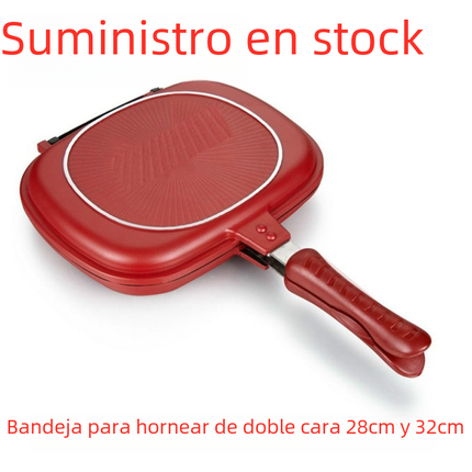 Korean double-sided square non-stick grill pan made of cast aluminum with a sleek spray paint finish