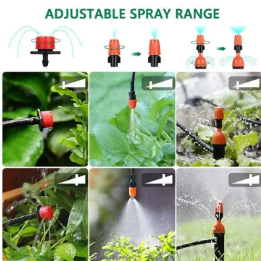 MistPro Automatic Drip Irrigation System setup for home garden plants with water-saving PVC tubing