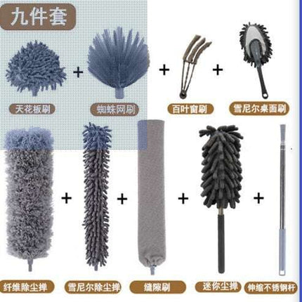 Extendable chicken feather duster with telescopic handle for dust cleaning and removal
