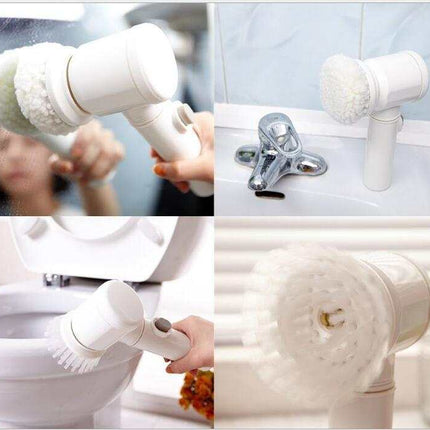 Electric cleaning brush with three interchangeable brush heads for bathtub and home use