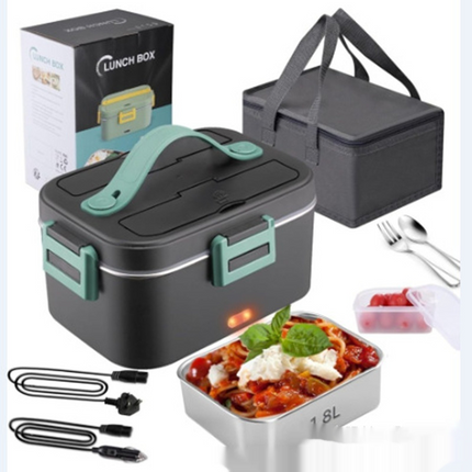 Portable electric lunch box heating food without water injection suitable for car and home use
