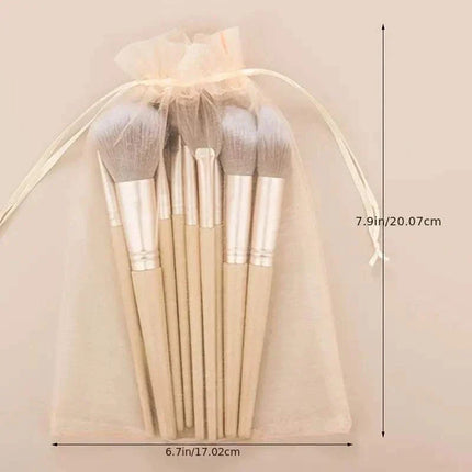 Premium 9-piece synthetic makeup brush set with fiber bristles and aluminum ferrules in coffee and apricot colors