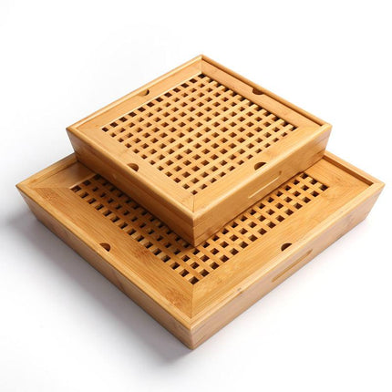 Minimalist bamboo tea tray set for home and office use in two sizes
