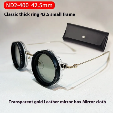Adjustable light-reducing glasses case with 9 gear settings for UV protection and scratch resistance