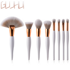8 pieces - white handle gold tube - gray white hair