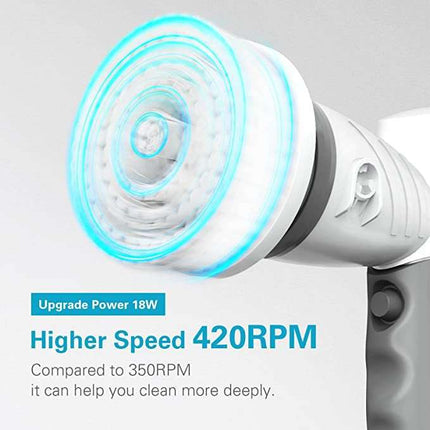 Wireless electric cleaning brush for home with ergonomic design and interchangeable heads