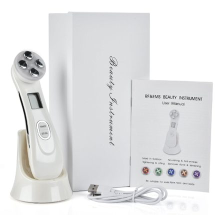 HailiCareEMS Microcurrent facial beauty ion device in pink, black, and white for skin rejuvenation and lifting