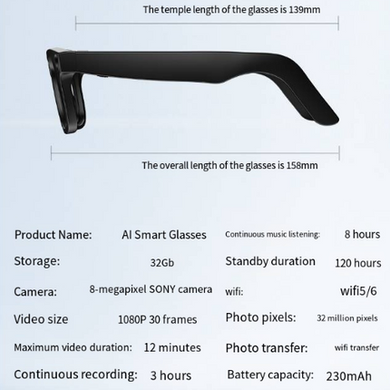 AI Camera Smart Glasses