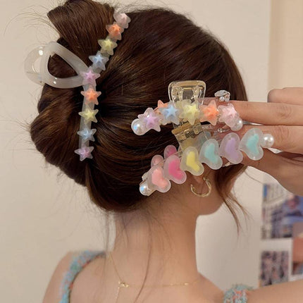 Love Star Hair Clip stylish plastic resin accessory with love and star designs for elegant hairstyles