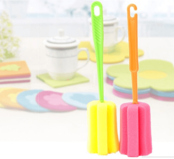 Eco-friendly sponge cup brush with long handle for cleaning mugs and glasses