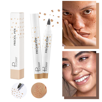 Natural waterproof soft brown freckle pen makeup with caramel and coffee shades for realistic freckles